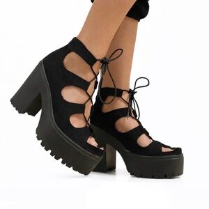 ASOS Black Lace-Up Platform Heels